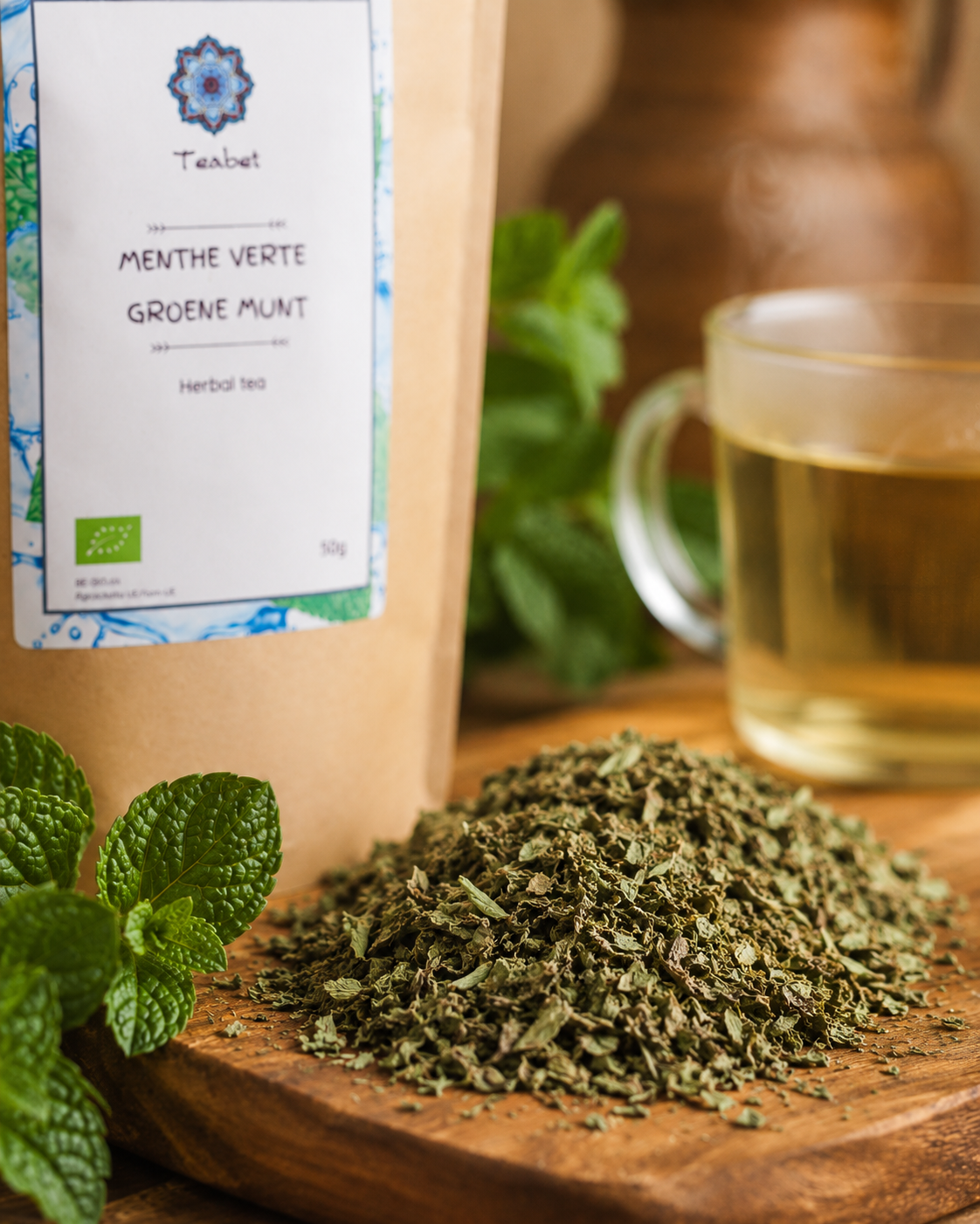 Organic cut green mint