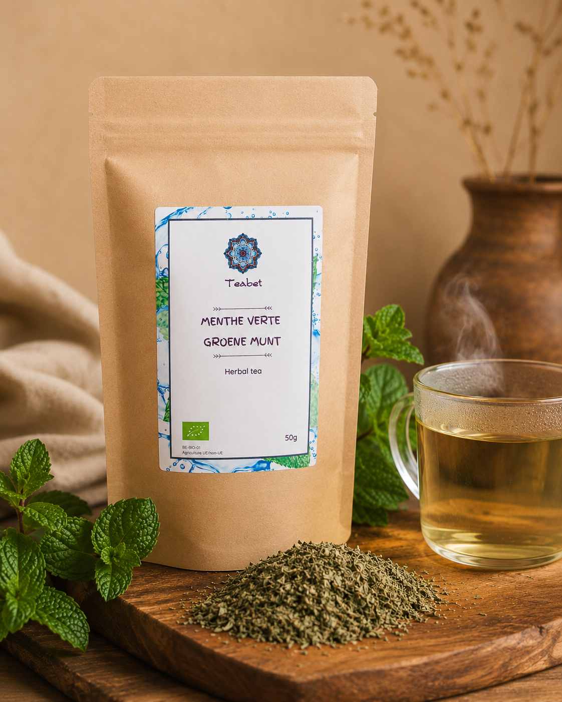 Organic cut green mint