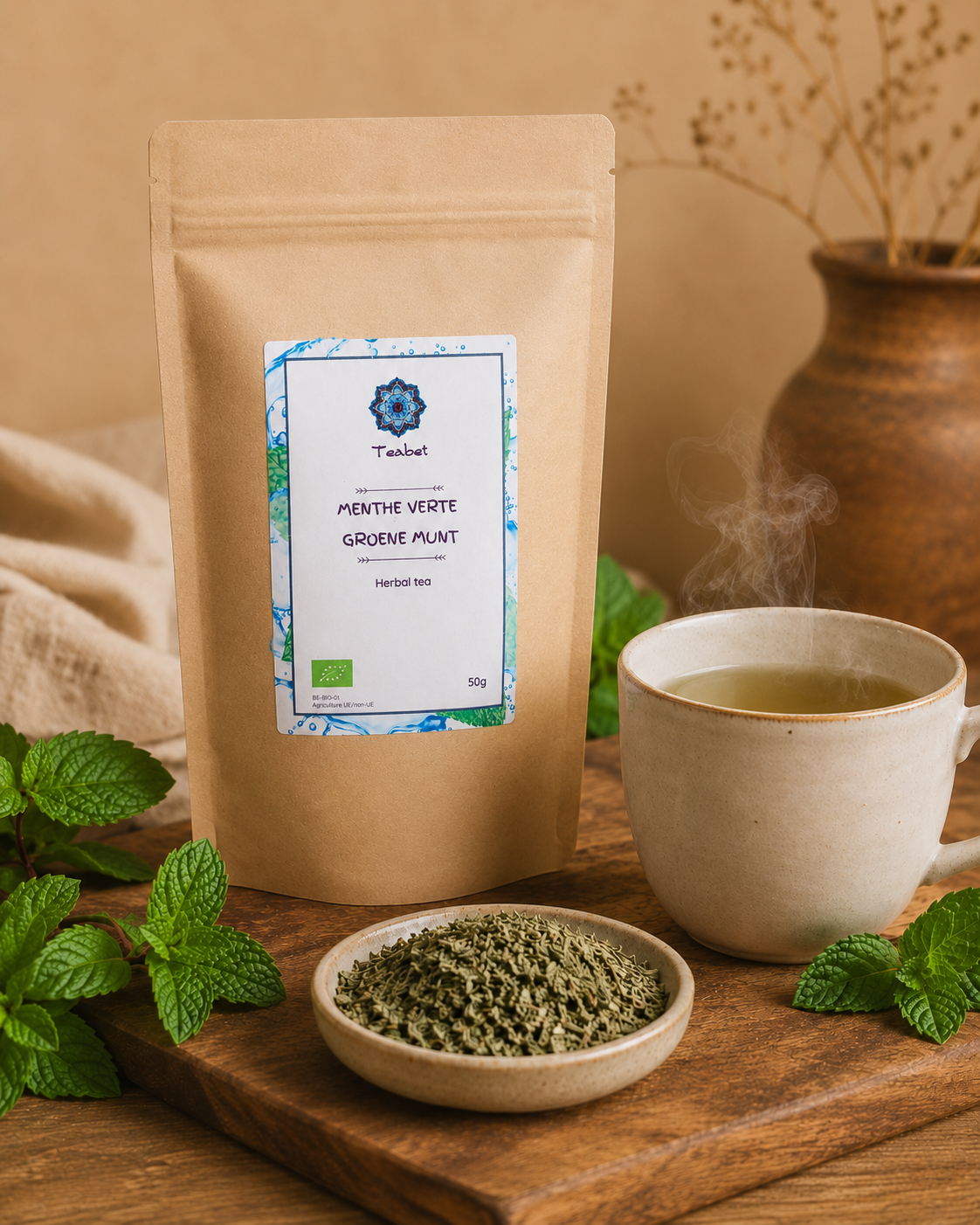 Organic cut green mint